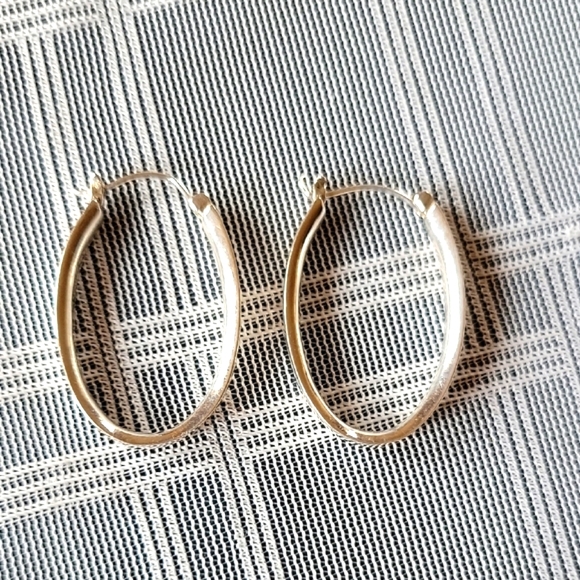 Sterling Silver and Mother of Pearl Hoop Earrings - Picture 1 of 5